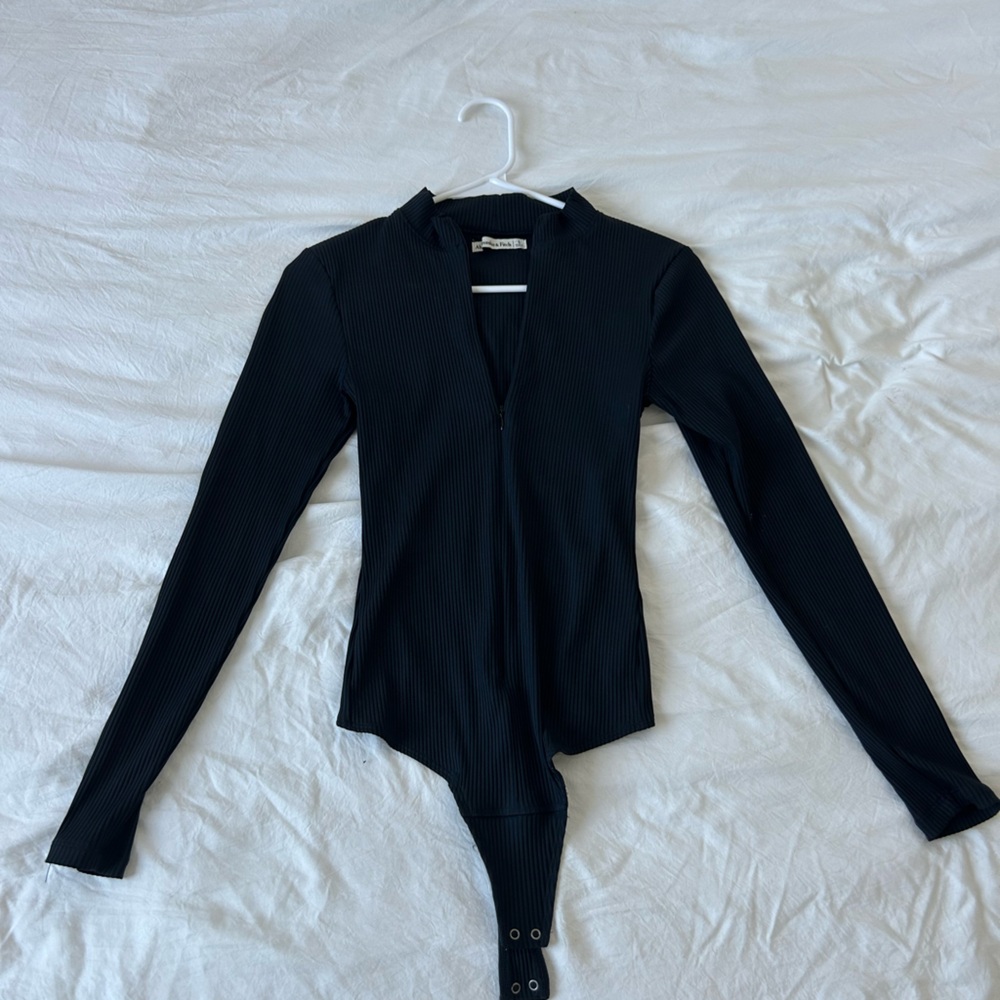 Abercrombie & Fitch Black Long Sleeve Bodysuit